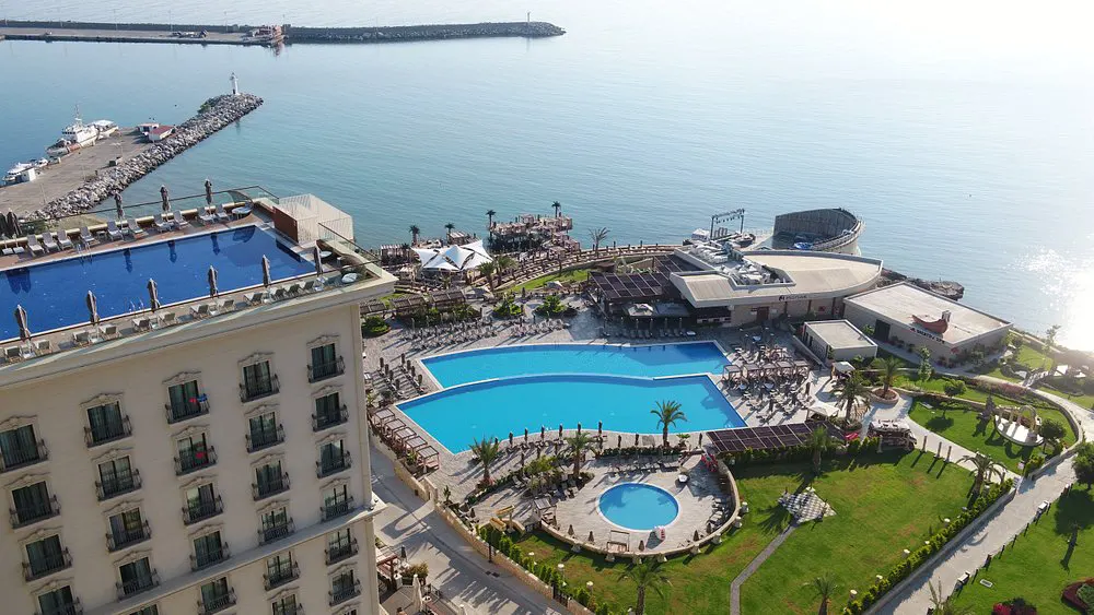 Private luxury taxi arriving at Lord's Palace Hotel Spa & Casino in Kyrenia, North Cyprus