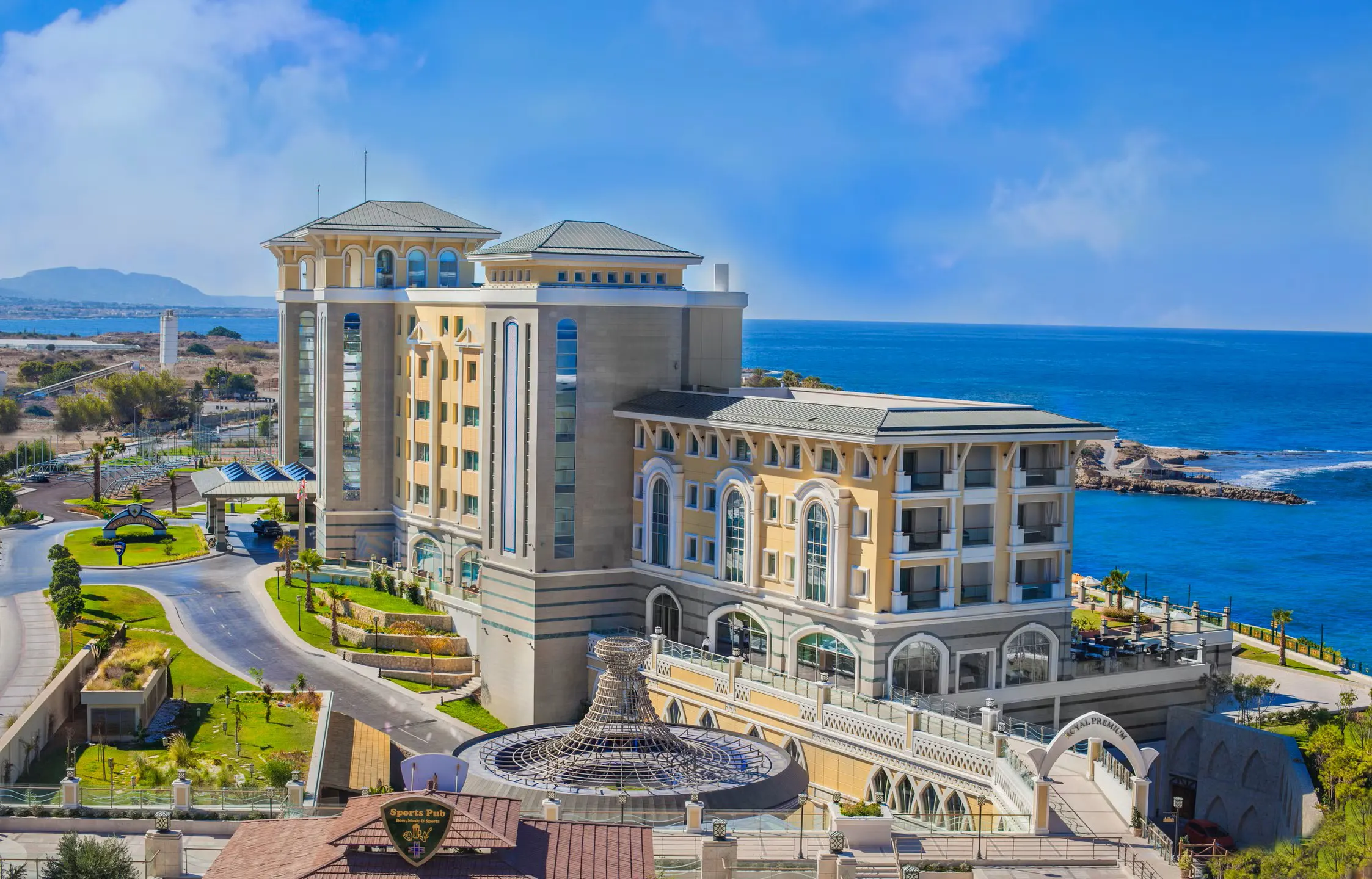 Private VIP taxi arriving at Merit Royal Premium Hotel in Zephyrus Cove, Kyrenia, North Cyprus